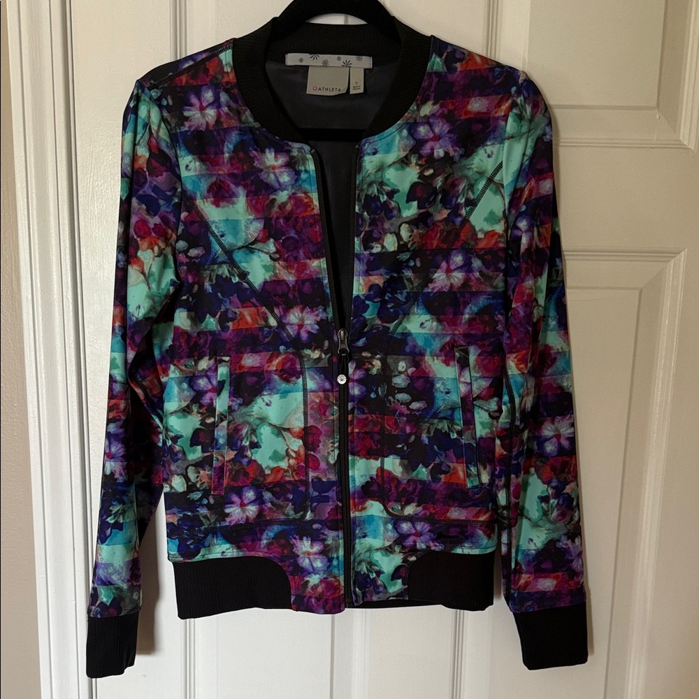 Athleta Multicolor Floral Bomber Jacket